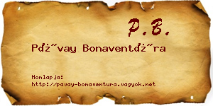Pávay Bonaventúra névjegykártya